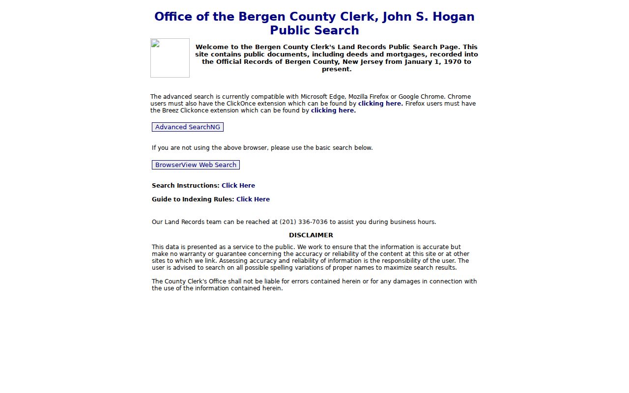 Bergenfield previous residents Bergen County land records index