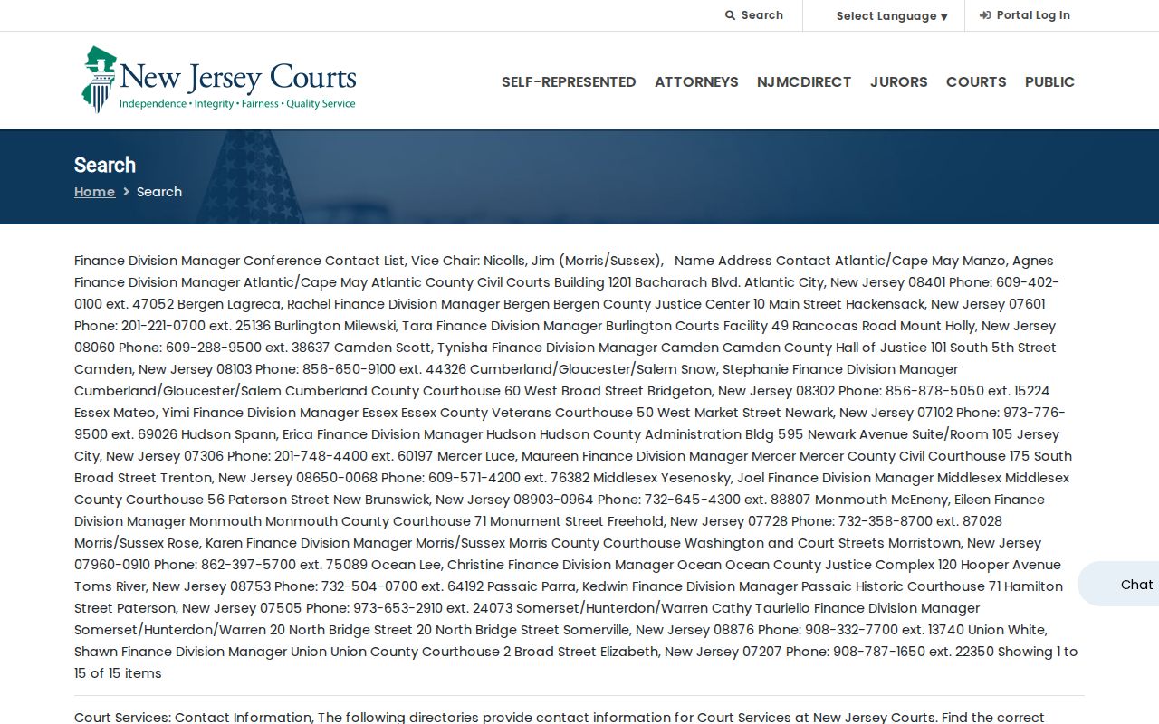 Bergenfield resident lookup through the New Jersey Courts public search