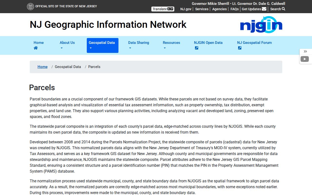 Bergenfield street directory NJGIN parcel search options